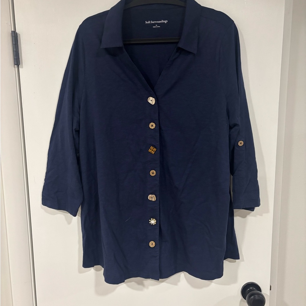Soft Surroundings Navy Button Front Tunic
